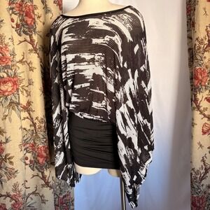 Gold Flava Black White Mesh Y2k breathable Poncho Top can be off shoulder
